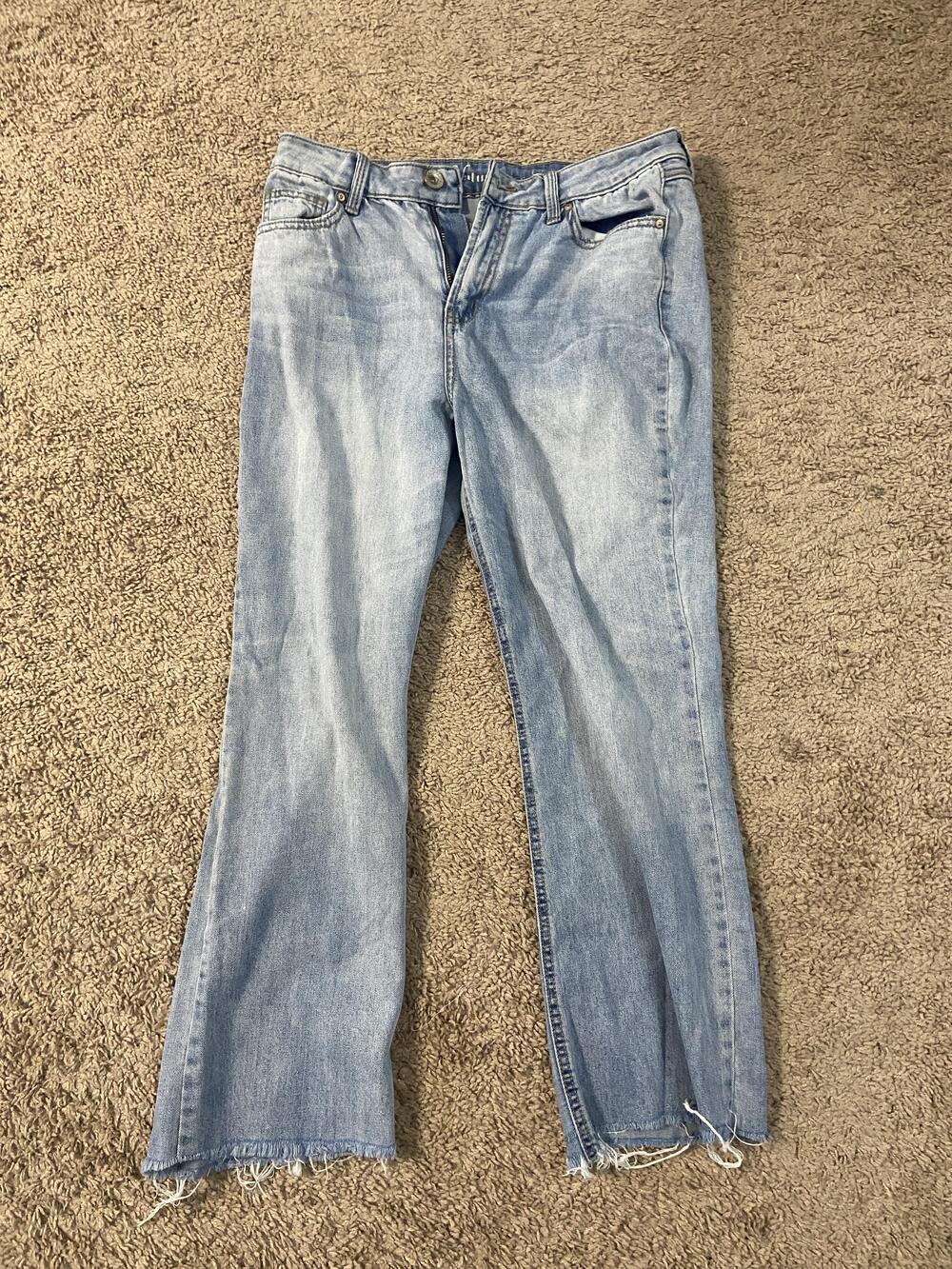Natural Reflections Jeans Womens Small Light Wash Raw Hem Bootcut Frayed Denim